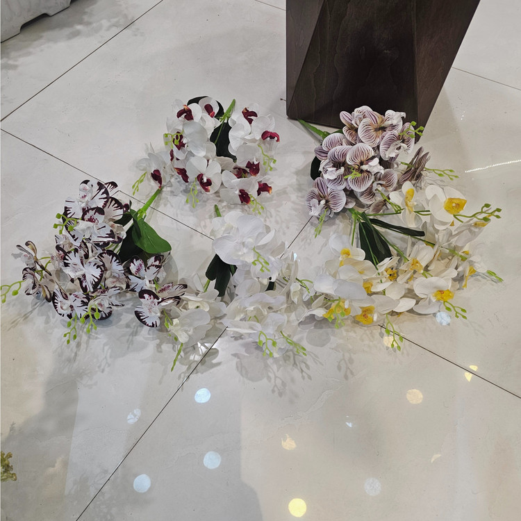 بوته ارکیده وارداتی کیفیت بالا لمسی 5بازو20گل