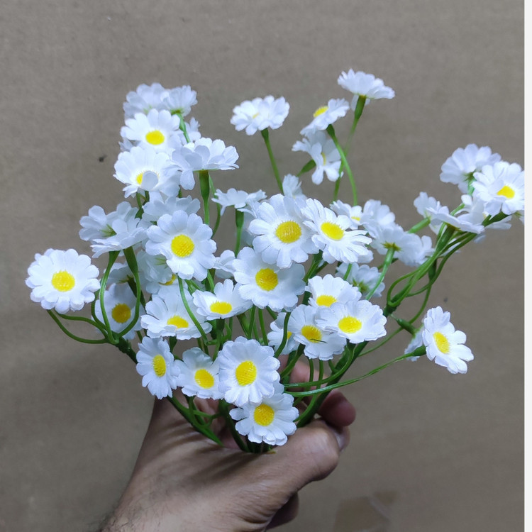 بوته بابونه وارداتی سفید 6شاخه 60گل